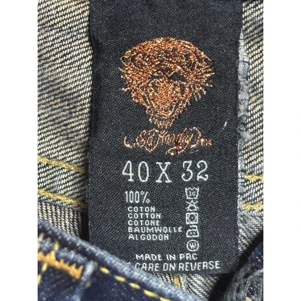 Y2K Ed Hardy Christian Audigier 2009 Button Fly Classic Baggy Denim Jeans Sz 40